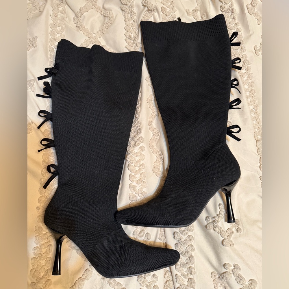 Torrid Black Over the Knee Boots with Bow Detail WW 9